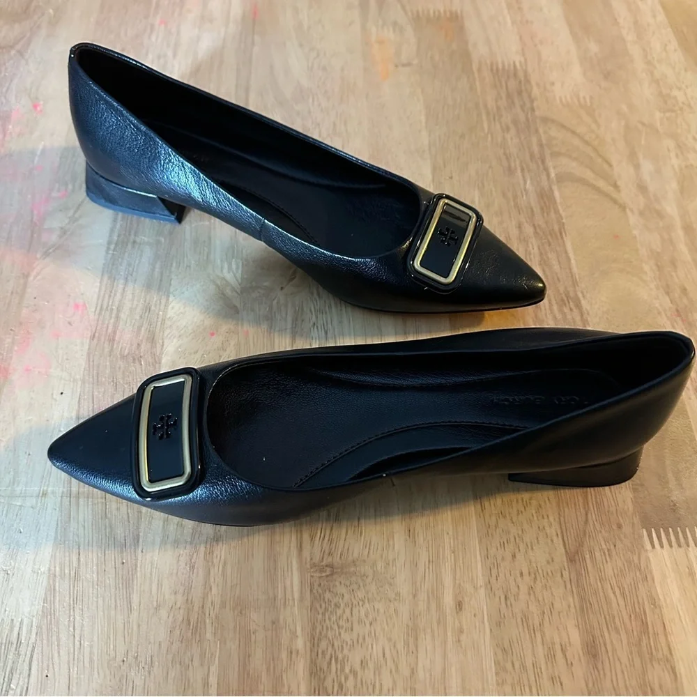 Tory Burch Georgia Pointed Toe Flat Black Shoes